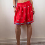 Braemar Womens Vintage Dog Print Wool Blend Pleated Mini Skirt Red UK10/S W29