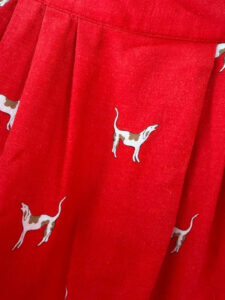 Braemar Womens Vintage Dog Print Wool Blend Pleated Mini Skirt Red UK10/S W29 - Image 4