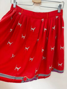 Braemar Womens Vintage Dog Print Wool Blend Pleated Mini Skirt Red UK10/S W29 - Image 7