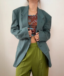 Principles Men Vintage Cashmere Wool Blazer Sage Green Oversized Jacket 42R L-XL