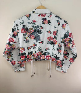 Cote a Cote Women's Y2K Floral Corset Lace-Up Cropped Denim Blazer Jacket — photo 5 of 14