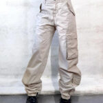Pinko NWT Womens Beige Cargo Wide Leg Trousers UK8-10/S W29 Y2K Parachute Pants