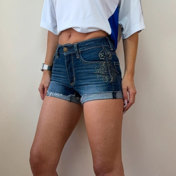 American Eagle womens Embellished Denim Micro Shorts w25 UK6 mcbling jeans