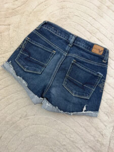 American Eagle womens Embellished Denim Micro Shorts w25 UK6 mcbling jeans - Image 4
