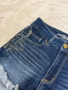 American Eagle womens Embellished Denim Micro Shorts w25 UK6 mcbling jeans - Image 8