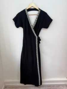 Cotton Wrap Maxi v-neck Dress Black Open Back Boho Festival — photo 2 of 12