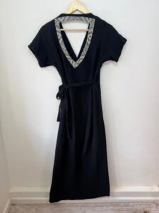 Cotton Wrap Maxi v-neck Dress Black Open Back Boho Festival — photo 3 of 12