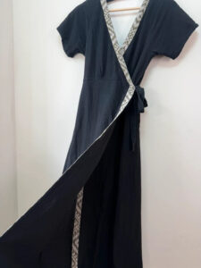 Cotton Wrap Maxi v-neck Dress Black Open Back Boho Festival — photo 6 of 12