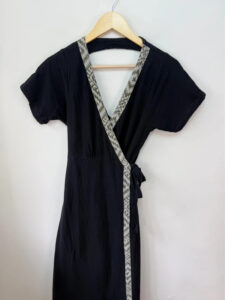 Cotton Wrap Maxi v-neck Dress Black Open Back Boho Festival — photo 7 of 12
