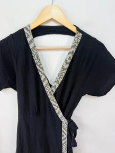 Cotton Wrap Maxi v-neck Dress Black Open Back Boho Festival — photo 8 of 12