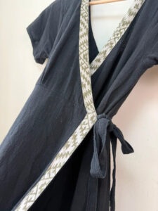 Cotton Wrap Maxi v-neck Dress Black Open Back Boho Festival — photo 9 of 12