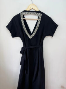 Cotton Wrap Maxi v-neck Dress Black Open Back Boho Festival — photo 10 of 12