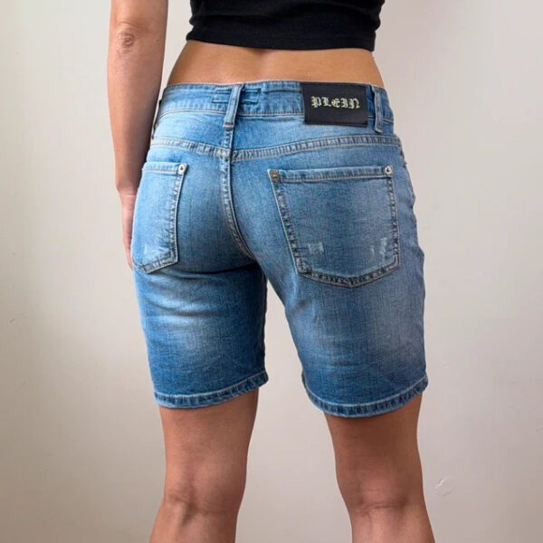 Philipp Plein womens fight club W27 uk8-10 embellished denim shorts jean crystal