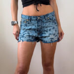 Cavalli womens custom studded micro shorts jeans W31 uk8-10 rhinestone mcbling