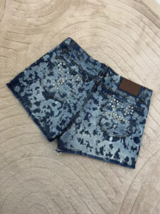Cavalli womens custom studded micro shorts jeans W31 uk8-10 rhinestone mcbling - Image 4