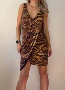 Diane von Furstenberg 100% Silk Tiger Wrap Bodycon Mini Dress