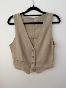 Women's Linen Waistcoat & Shorts Co-Ord Set Beige — photo 4 of 15