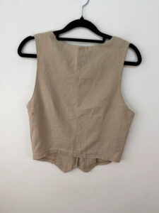 Women's Linen Waistcoat & Shorts Co-Ord Set Beige — photo 5 of 15
