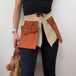 Custom womens Suede leather Utility Belt Festival Pocket Waist Bag Adjustable