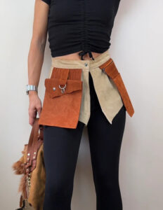 Custom womens Suede leather Utility Belt Festival Pocket Waist Bag Adjustable