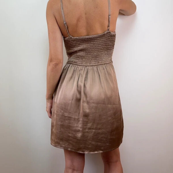 Hollister Satin Slip Mini Dress Nude Ruched Cami Corset UK6-8 wedding party