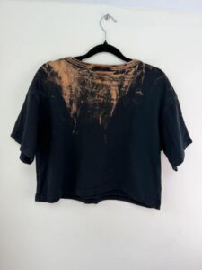 Champion womens Bleached Crop Tee Y2K Acid Wash T-Shirt Black S uk8-10 punk — photo 3 of 9