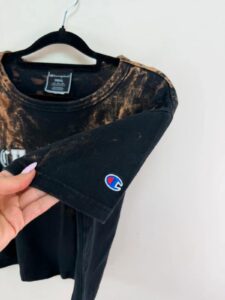 Champion womens Bleached Crop Tee Y2K Acid Wash T-Shirt Black S uk8-10 punk — photo 7 of 9