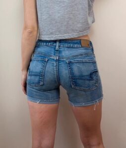 American Eagle women stretchy denim hotpants micro shorts low rise Y2K 00s uk6-8