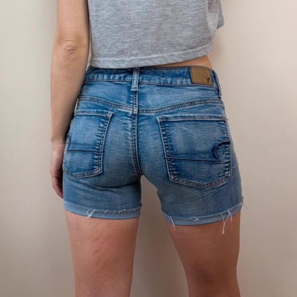 American Eagle women stretchy denim hotpants micro shorts low rise y2k 00s uk6-8