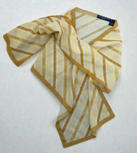 Rotary International 100% silk scarf beige gold striped Y2K 00s Italian summer