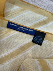 Rotary International 100% silk scarf beige gold striped Y2K 00s Italian summer - Image 4