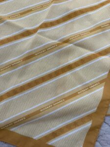 Rotary International 100% silk scarf beige gold striped Y2K 00s Italian summer - Image 5