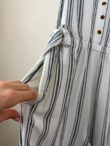 H&M womens White navy Striped Linen Summer Jumpsuit Wide Leg Capri — photo 9 of 15