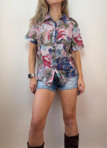 Women's Abstract Floral Sheer Button Shirt Blouse — photo 2 of 11