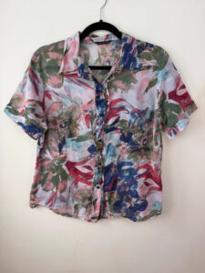 Women's Abstract Floral Sheer Button Shirt Blouse — photo 3 of 11