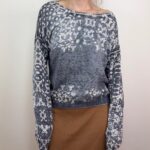 Sandwich womens Y2K Knit Floral top Grey cotton silk wool long sleeve slouchy M
