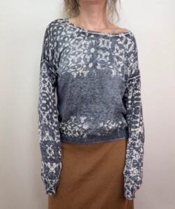 Sandwich womens Y2K Knit Floral top Grey cotton silk wool long sleeve slouchy M
