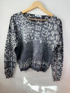 Sandwich womens Y2K Knit Floral top Grey cotton silk wool long sleeve slouchy M — photo 2 of 10
