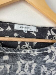 Sandwich womens Y2K Knit Floral top Grey cotton silk wool long sleeve slouchy M — photo 4 of 10