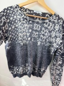 Sandwich womens Y2K Knit Floral top Grey cotton silk wool long sleeve slouchy M — photo 5 of 10