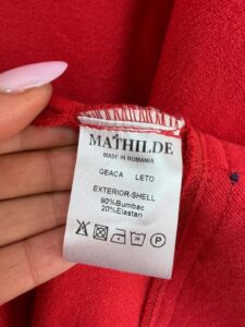 Label on a Mathilde piece, M, Y2K
