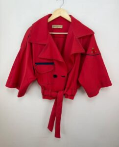 Mathilde Women's Cropped Cape Sleeve Biker Jacket Red Rose Embroidered M Y2K — photo 7 of 15