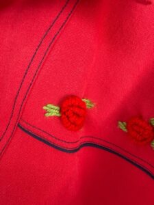 Mathilde Women's Cropped Cape Sleeve Biker Jacket Red Rose Embroidered M Y2K — photo 9 of 15
