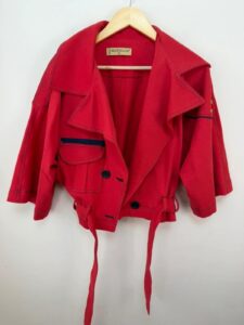 Mathilde Women's Cropped Cape Sleeve Biker Jacket Red Rose Embroidered M Y2K — photo 13 of 15