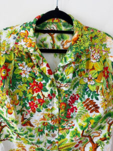 Womens Botanical Floral Fitted Button Shirt Sleeveless Top Blouse Green UK 12-14 - Image 5
