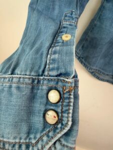 Benetton Jeans West womens fitted western denim shirt cowboy button top xs uk6-8 - Image 7