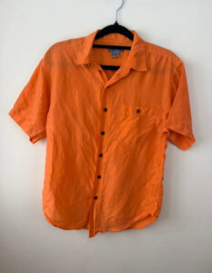Notorius Womens Neon Orange 100% silk Short Sleeve Relaxed Button Shirt UK 10 - Image 3