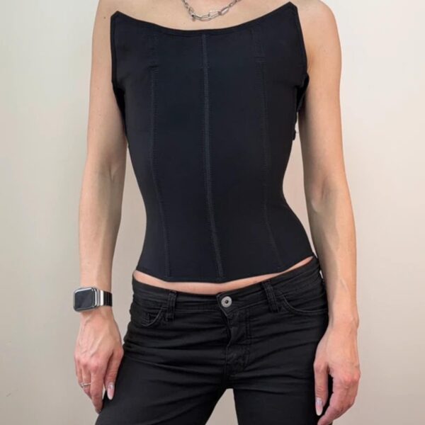 Fajas Salome womens black corset top structured shapewear bustier uk8 dark femme