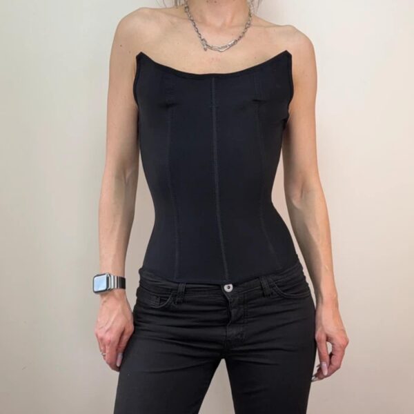 Fajas Salome womens black corset top structured shapewear bustier uk8 dark femme