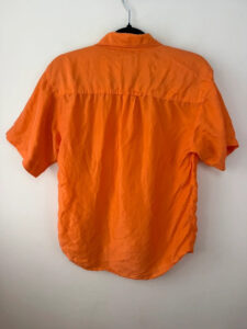 Notorius Womens Neon Orange 100% silk Short Sleeve Relaxed Button Shirt UK 10 - Image 4